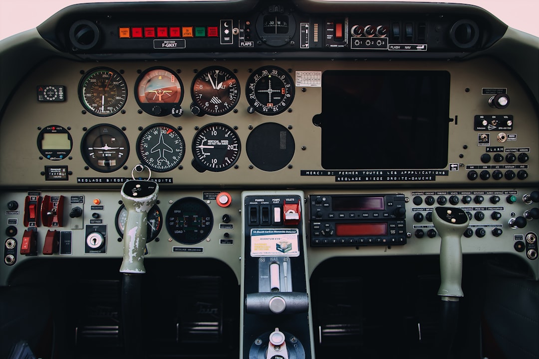 control panel gray and black airplane control panels